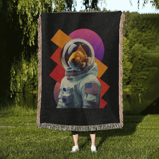 First Adventure with the Brave Goldfish Astronauts Woven Blankets