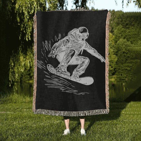 Snowboarding Jump Style Crass Snowboard Move Woven Blankets