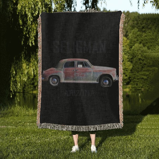Old car city of Seligman in Arizonna, US Route 66 Woven Blankets