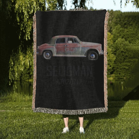Old car city of Seligman in Arizonna, US Route 66 Woven Blankets