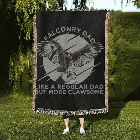 Falconry Dad Eagle Flying Woven Blankets