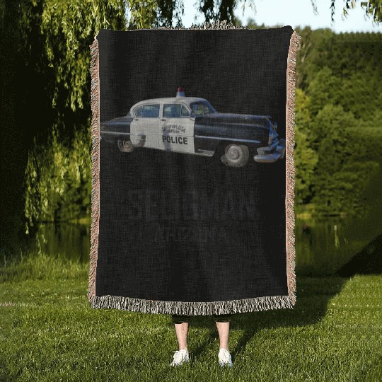 Old car city of Seligman in Arizonna, US Route 66 Woven Blankets