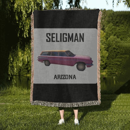 Old car city of Seligman in Arizonna, US Route 66 Woven Blankets