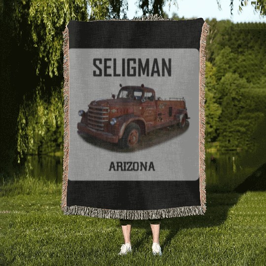 Old car city of Seligman in Arizonna, US Route 66 Woven Blankets