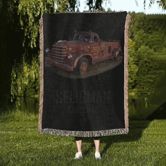 Old car city of Seligman in Arizonna, US Route 66 Woven Blankets
