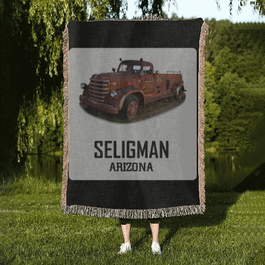 Old car city of Seligman in Arizonna, US Route 66 Woven Blankets