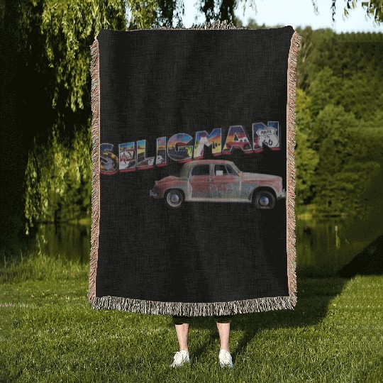 Old car city of Seligman in Arizonna, US Route 66 Woven Blankets
