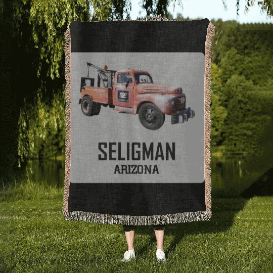 Old car city of Seligman in Arizonna, US Route 66 Woven Blankets