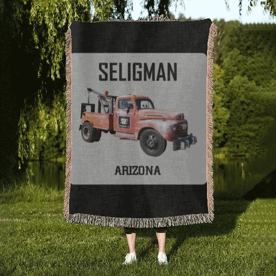 Old car city of Seligman in Arizonna, US Route 66 Woven Blankets