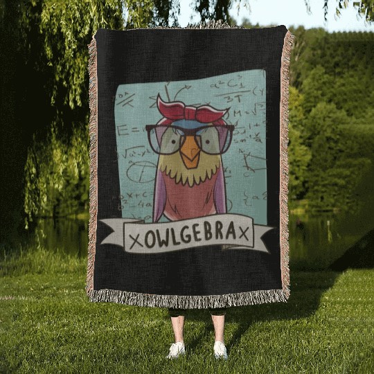 Owlgebra Owl Nerd Math Teacher Woven Blankets