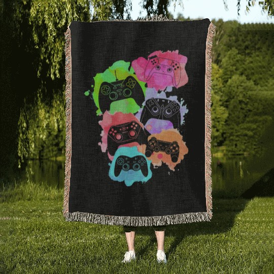 Control All Gamer Video Game Lover Controller Cute Woven Blankets