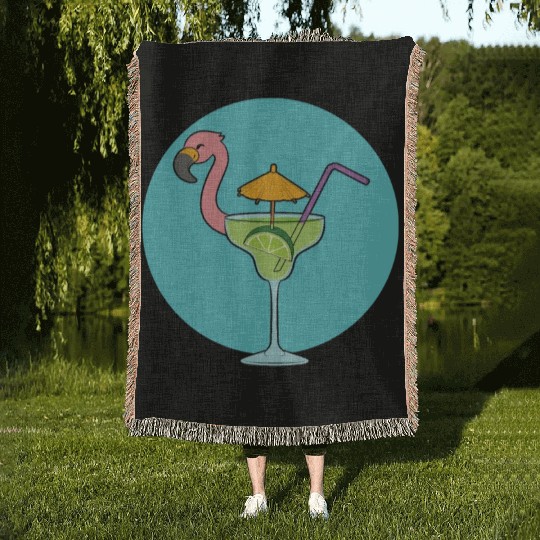 Flamingo Cocktail Woven Blankets