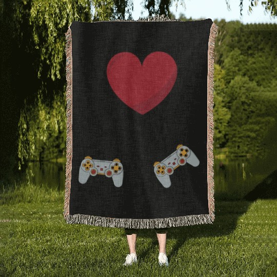 I love gaming on valentine day Woven Blankets