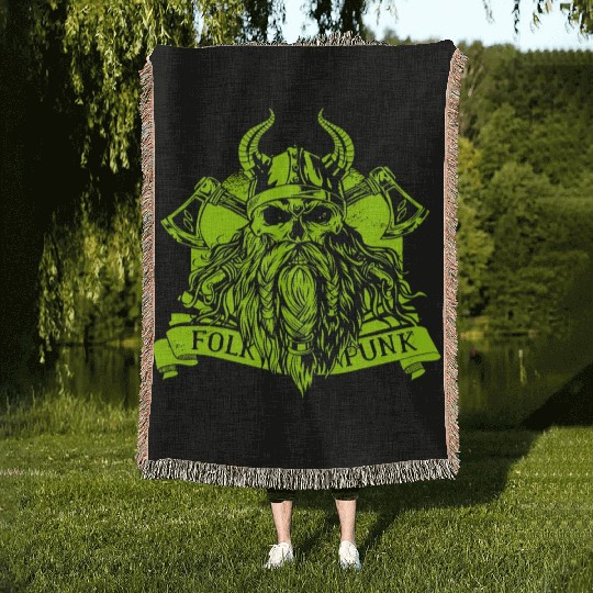 Viking Folk Punk Woven Blankets