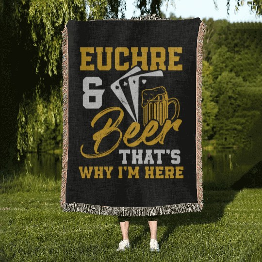 Euchre And Beer Card Game Player Poker Euchre Woven Blankets