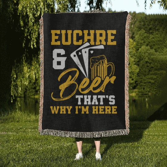Euchre And Beer Card Game Player Poker Euchre Woven Blankets