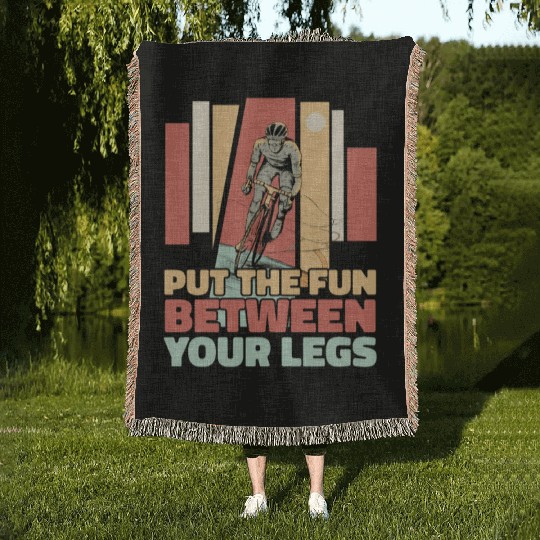 Cycling Cyclist Woven Blankets