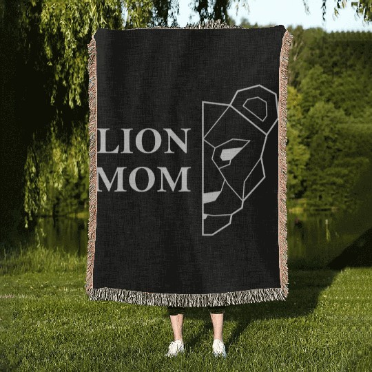 Lion Mom white Mother's Day Gift Woven Blankets