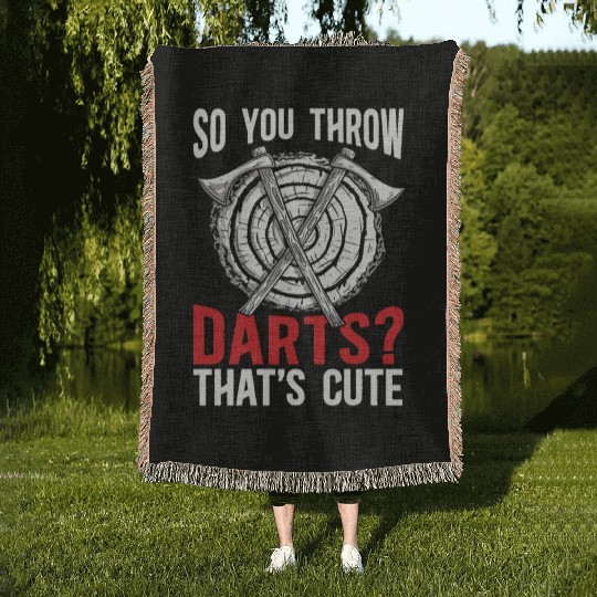 Axe Throwing So You Throw Darts Bullseye Chopping Woven Blankets