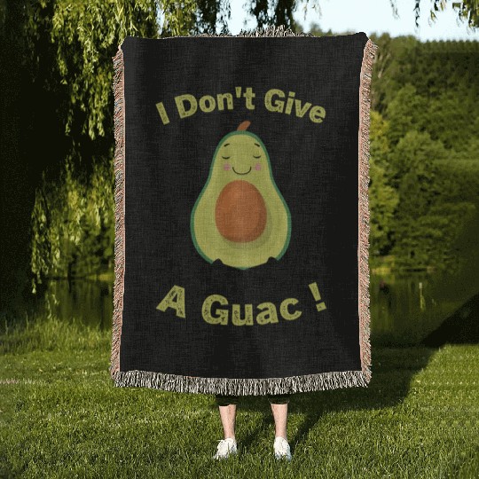 I Don't Give A Guac ! Funny Avocado Pun Green Woven Blankets