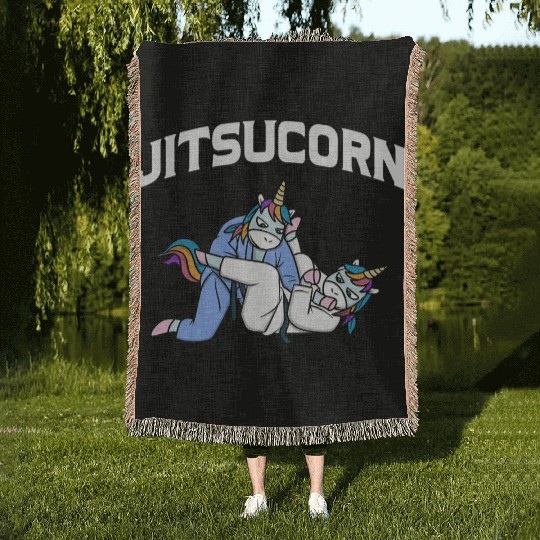 Jitsucorn Jiu Jitsu Unicorn MMA BJJ Judo 1 Woven Blankets