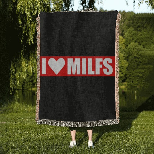 I love milfs red design Woven Blankets