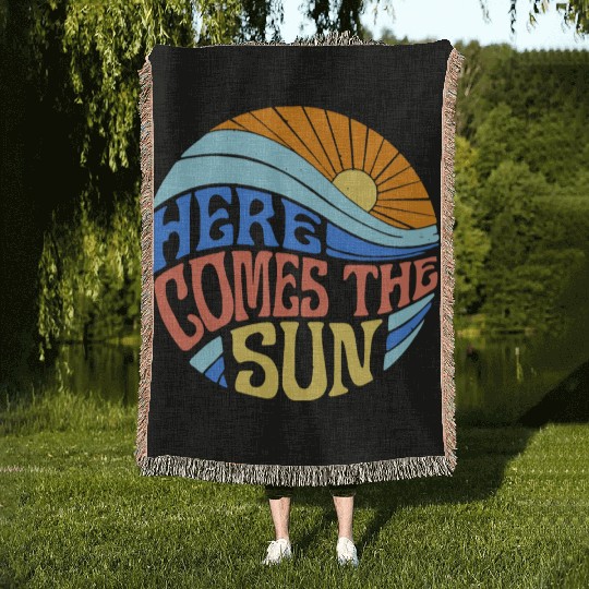 Here comes the sun Woven Blankets