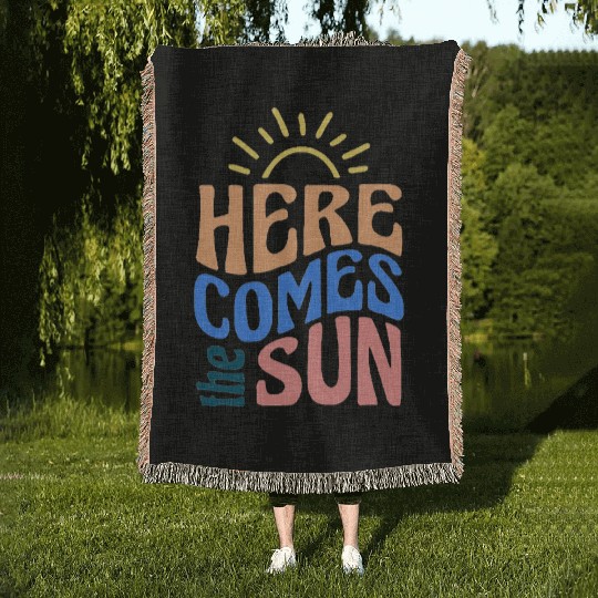 Here comes the sun Woven Blankets