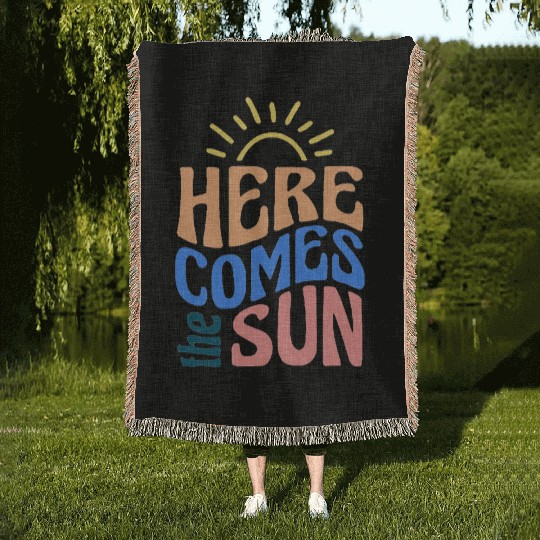 Here comes the sun Woven Blankets