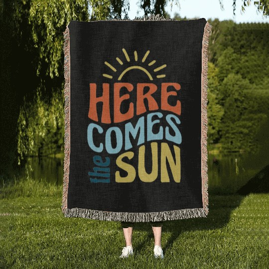 Here comes the sun Woven Blankets