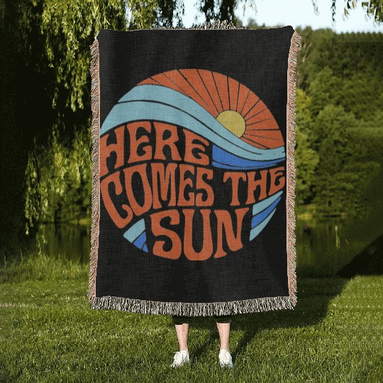 Here comes the sun Woven Blankets