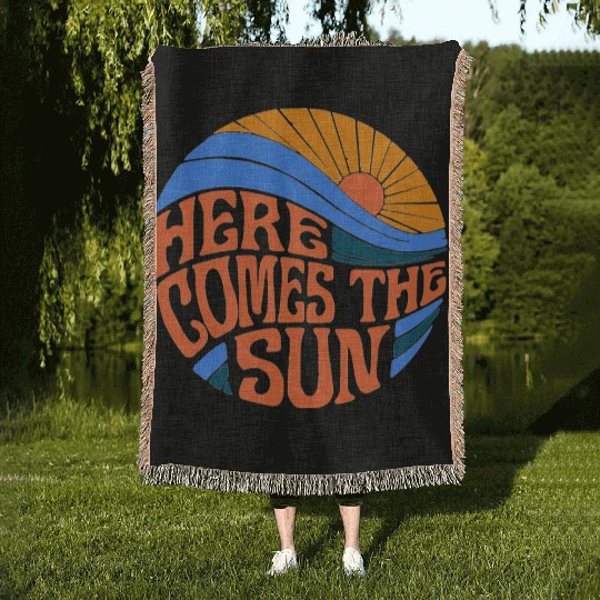 here comes the sun Woven Blankets