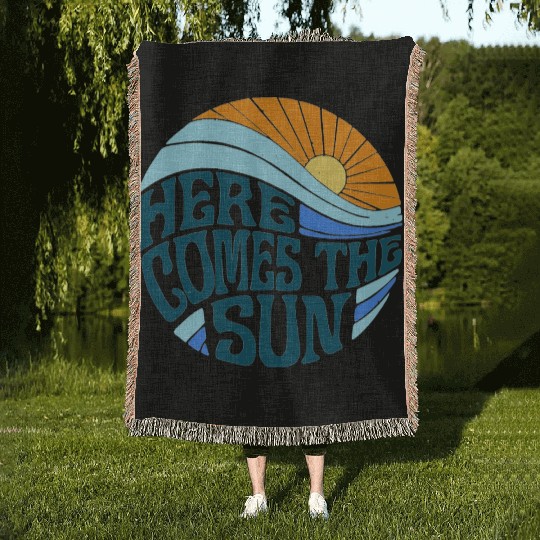 Here comes the sun Woven Blankets