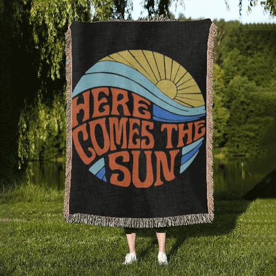 Here comes the sun Woven Blankets