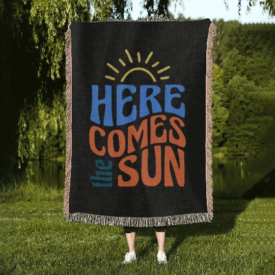 Here comes the sun Woven Blankets