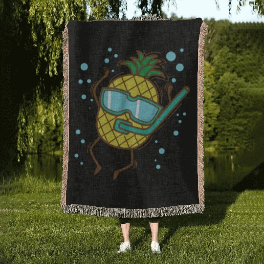 Pineapple dives Tropical sweet Fruit Woven Blankets