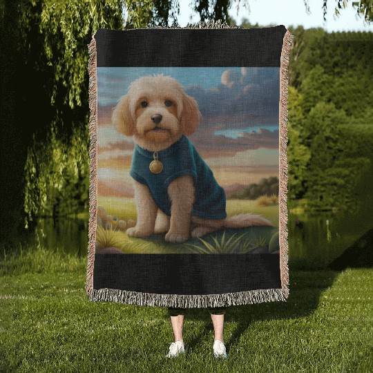 dog and wilderness Woven Blankets