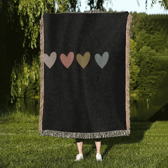 teacher and hearts Woven Blankets