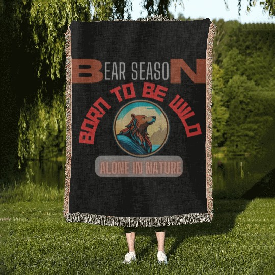BORN TO BE WILD BEAR Woven Blankets