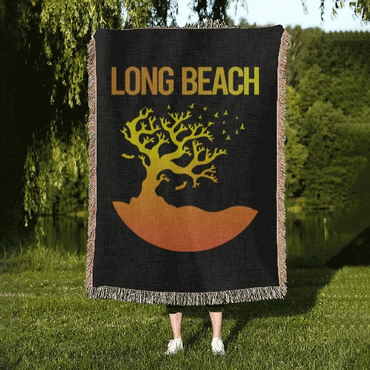 Neon Tree Art Long Beach 70s Woven Blankets