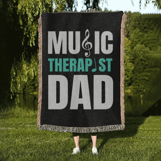 Great Music Therapist Dad Fathers Day Woven Blankets