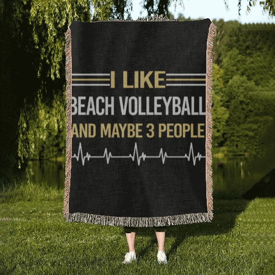 3 People Beach Volleyball funny Woven Blankets