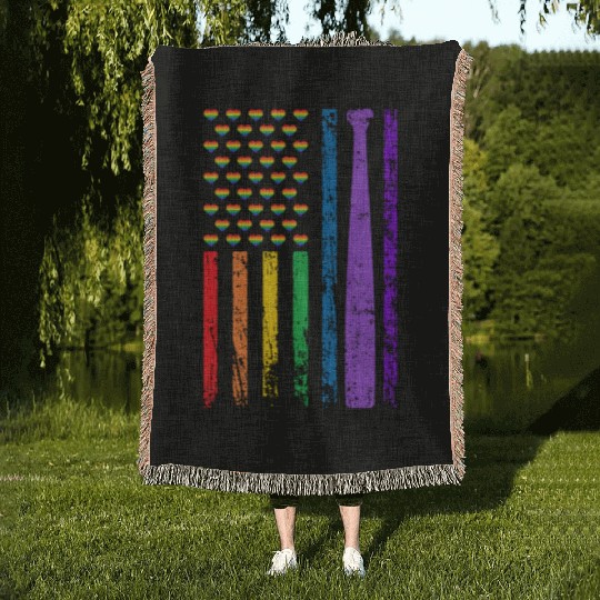 American Sports Flag Rainbow LGBT Pride Month Woven Blankets