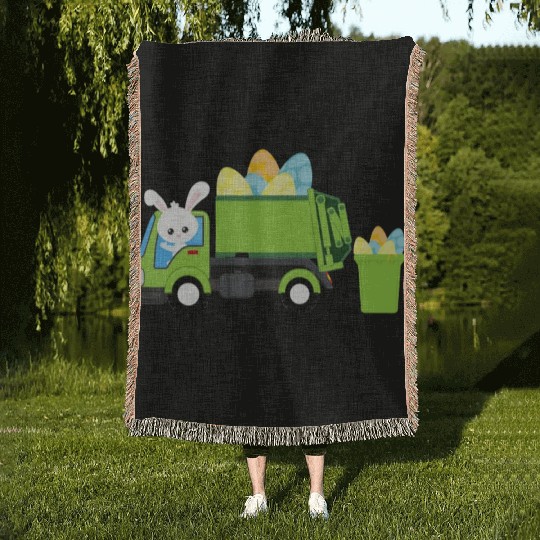 Garbage Truck Easter Bunny Egg Hunt Toddler Kids B Woven Blankets