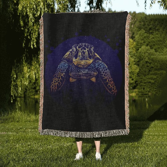 Sea Life - Colorful Sea Turtle Woven Blankets