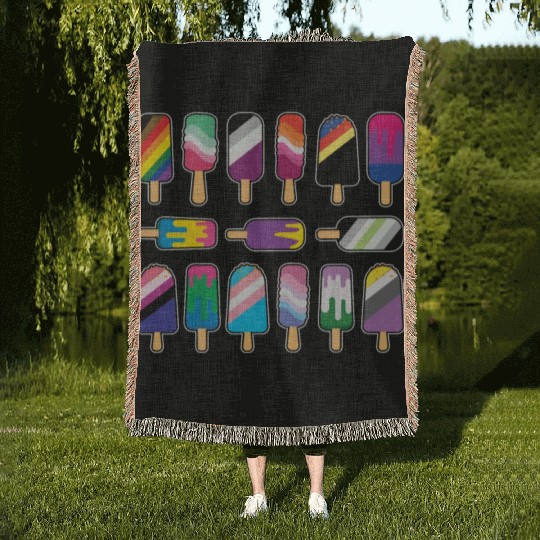 Ice Cream Gay LGBTQ Rainbow LGBT Pride Month Woven Blankets