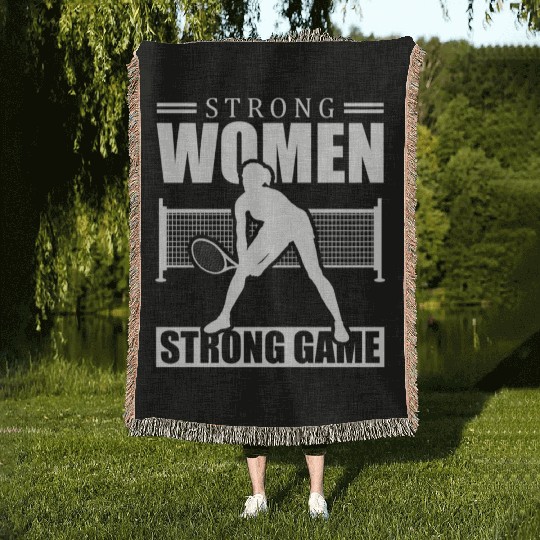 Strong Women Strong Game Racket Sports Athlete Woven Blankets