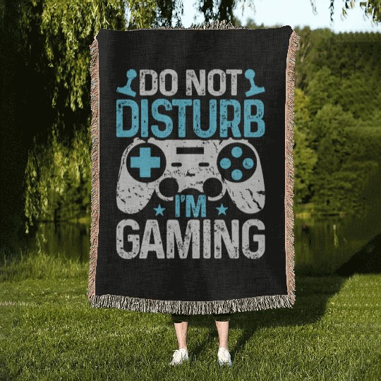 Do Not Disturb I'm Gaming Woven Blankets