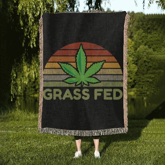 Grass Fed Hemp Farmer Weed Cannabis Marijuana Woven Blankets