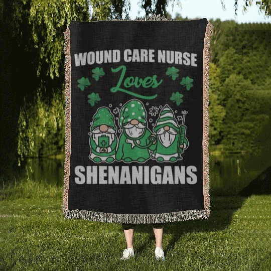 Great Wound Care Nurse Loves Shenanigans St Woven Blankets